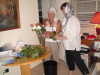 The ever busy flower girls - Nancy and Jo Ann in the back room with the flowers